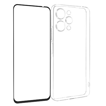 Avizar Coque pour Xiaomi Redmi 12 Silicone Gel et Verre Trempé Bord Biseauté Noir