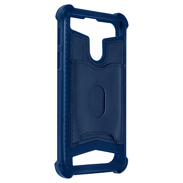 Avizar Coque Smartphone 5.3'' à 5.5'' Souple Coins Bumper Porte-carte Amovible  Bleu Nuit