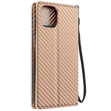 Avizar Etui pour iPhone 15 Plus effet carbone clapet magnétique support vidéo  Rose