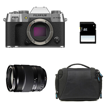 FUJIFILM X-T50 SILVER + 18-135 + Sac + Carte SD 8 Go