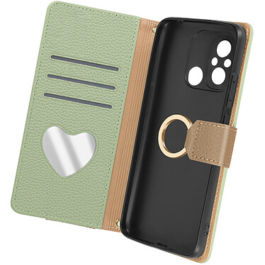 Avizar Étui Bandoulière pour Xiaomi Redmi 12C Portefeuille Pochette Zippée Vert Pâle