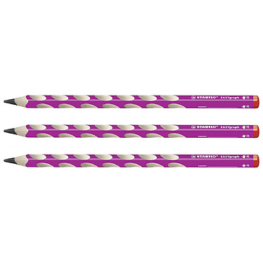 STABILO Crayon graphite EASYgraph HB droitier corps rose x 3