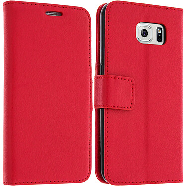 Avizar Housse Etui Folio Portefeuille pour Samsung Galaxy S6 - Rouge