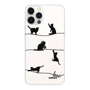 Evetane Coque iPhone 12/12 Pro 360 intégrale transparente Motif Chat Lignes Tendance