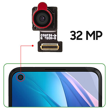 Avis Clappio Caméra Avant pour Oppo Find X3 Lite Capteur Selfie 32MP Noir