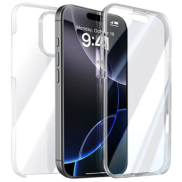 Avizar Coque 360° pour iPhone 16 Pro Max Tactile avec Bord Caméra Surélevé Transparent