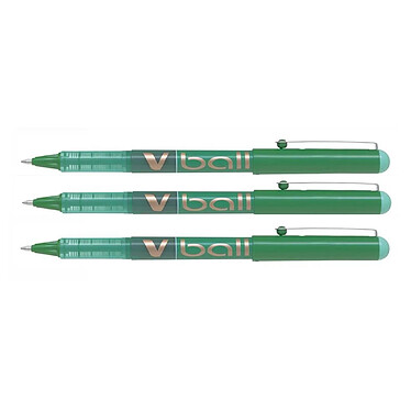 PILOT Stylo Roller Encre Liquide V-BALL 10 Pointe Large Vert x 3