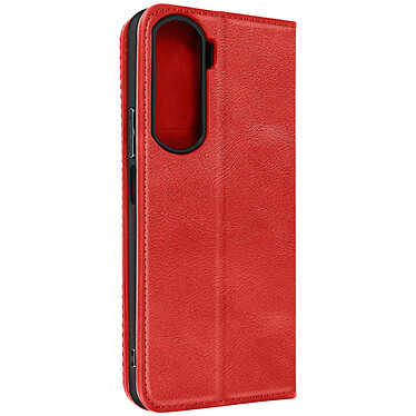 Avizar Étui pour Honor 90 Lite Portefeuille Motif Croisillon CrossWeave Wallet rouge