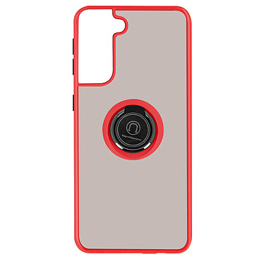 Avizar Coque Samsung Galaxy S21 Bi-matière Bague Métallique Fonction Support rouge