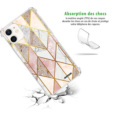 Avis Evetane Coque iPhone 12 mini anti-choc souple angles renforcés transparente Motif Marbre Rose Losange