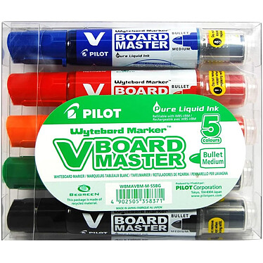 PILOT Set de 5 marqueurs tableaux blancs V Board Master pointe ogive Begreen