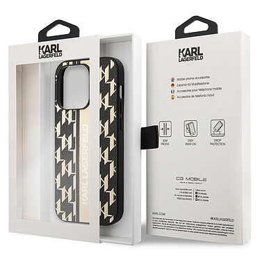 Karl Lagerfeld Coque pour iPhone 14 Pro Max Dos Cuir Vegan Bords Rehaussés Noir pas cher