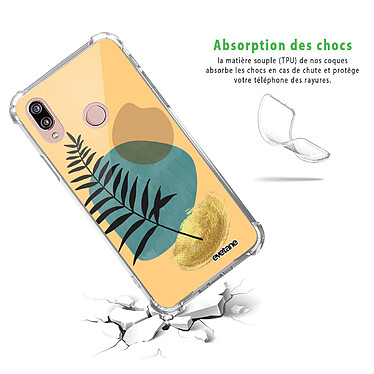 Avis Evetane Coque Huawei P20 Lite anti-choc souple angles renforcés transparente Motif Feuille noir et pierre bleue