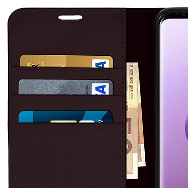 Avizar Etui Samsung Galaxy S9 Plus Housse Cuir Portefeuille Fonction Support - Marron pas cher