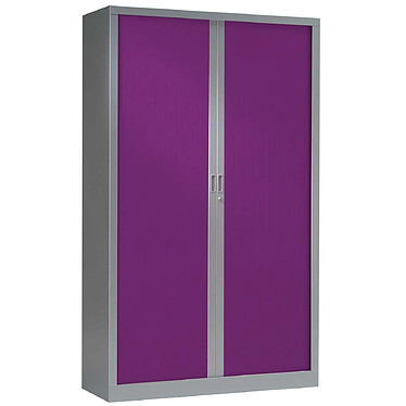 VINCO Armoire Monobloc FUN H198xL120xP43 cm 4 Tablettes Alu Rideaux Prune