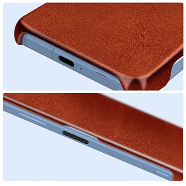 Avizar Coque pour Sony Xperia 5 V Rigide revêtement Simili Cuir  Marron pas cher