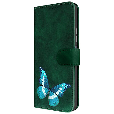 Avizar Étui Portefeuille Simili Cuir Vert , Design Papillon p. Xiaomi Redmi Note 12 5G et 12 4G