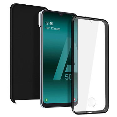 Avizar Coque Samsung Galaxy A50 Protection Arrière Rigide Avant Silicone Tactile noir