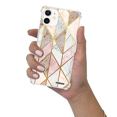 Evetane Coque iPhone 12 mini anti-choc souple angles renforcés transparente Motif Marbre Rose Losange pas cher