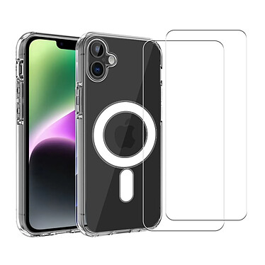 Acheter Evetane Coque iPhone 16 Plus transparente Motif Compatible Magsafe + 2 Vitres Protection ecran