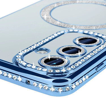 Avis Avizar Coque Diamant pour Samsung Galaxy A35 MagSafe Contour Strass Bleu Clair