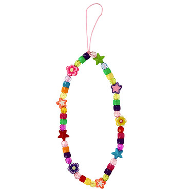 Avizar Bijou de Téléphone 25 cm Perles Fleurs et Étoiles Pratique  Multicolore