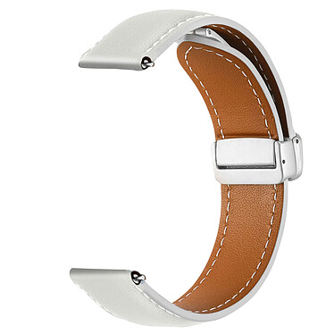 Avizar Bracelet pour Galaxy Watch 5 / 5 Pro / 4 Cuir Fermoir Boucle Magnétique  blanc