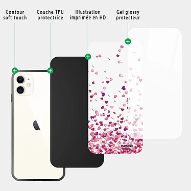 Acheter Evetane Coque iPhone 11 Coque Soft Touch Glossy Confettis De Coeur Design