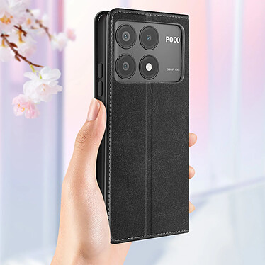 Avizar Housse portefeuille pour Xiaomi Poco X6 Pro Clapet magnétique support Noir pas cher