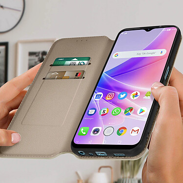 Avis Avizar Housse pour Oppo A77 Clapet Portefeuille Fonction Support Vidéo  doré