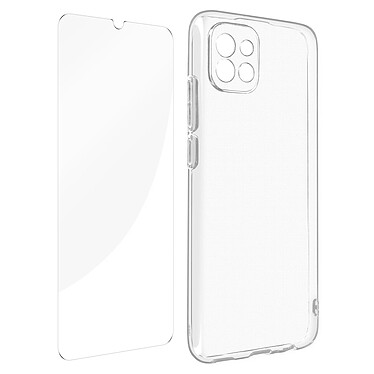 Avizar Coque pour Samsung Galaxy A03 Silicone Souple et Film Verre Trempé 9H  transparent