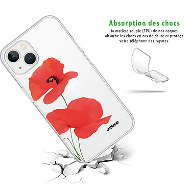 Avis Evetane Coque iPhone 13 Mini silicone transparente Motif Coquelicot ultra resistant