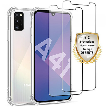 Evetane Coque Samsung Galaxy A41 Antichoc Silicone + 2 Vitres en verre trempé Protection écran