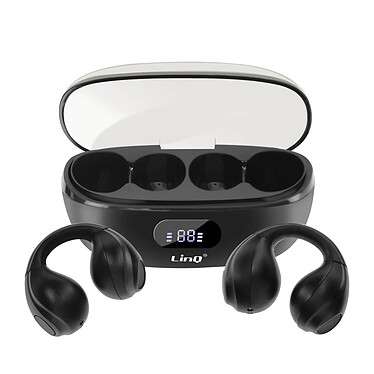 LinQ Écouteurs Bluetooth Conduction Aérienne Sans Fil Design Clip On Micro Noir