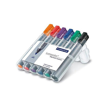 STAEDTLER Etui de 6 Marqueurs Flipchart Pointe Ogive 2 mm Assorties