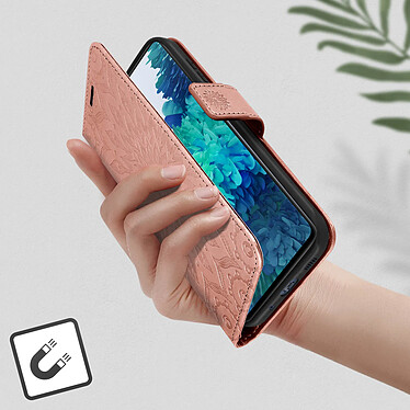 Avizar Étui Samsung S20 FE Portefeuille Support Vidéo Motif Mandala Fleur Rose gold pas cher