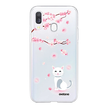 Evetane Coque Samsung Galaxy A20e 360 intégrale transparente Motif Chat et Fleurs Tendance