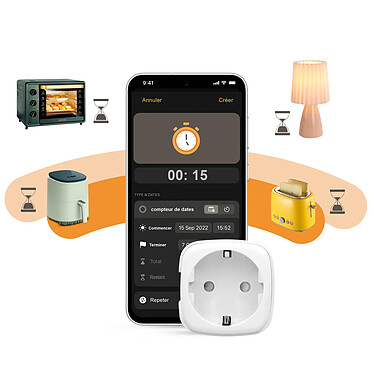 Avizar Prise Connectée Tuya Wifi UE 16A Contrôle à Distance Partage Familial Blanc pas cher