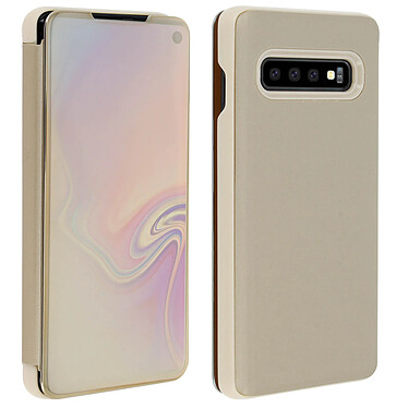 Avis Avizar Housse Samsung Galaxy S10 Étui Miroir Clapet translucide Stand Vidéo dorée