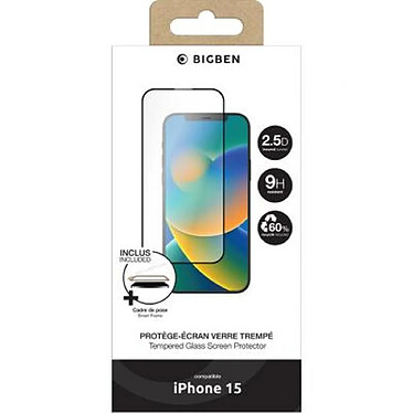 Acheter BigBen Connected Protège écran pour Apple iPhone 15 2.5D Oléophobe avec SmartFrame™ Transparent