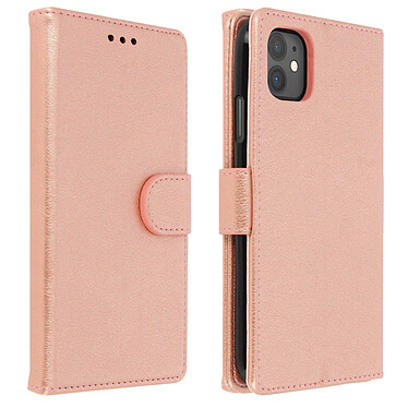 Avizar Étui iPhone 11 Housse Intégrale Porte-cartes Fonction Support rose champagne