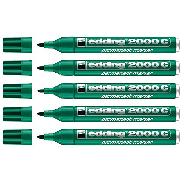 EDDING Marqueur Permanent 2000C Corps Alu Vert pointe Ronde 1,5-3 mm x 5