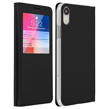 Avizar Housse Apple iPhone XR Etui Clapet Fenêtre Coque polycarbonate - Noir