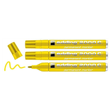 EDDING Marqueur Permanent 2000C Corps Alu Jaune Pointe Ronde 1,5-3 mm x 3