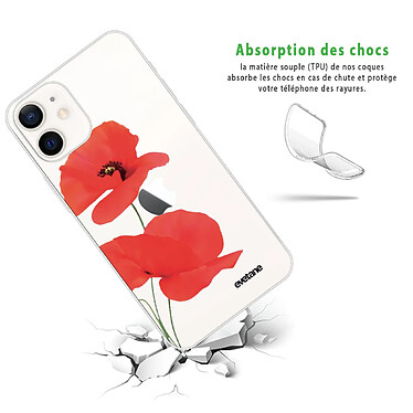 Avis Evetane Coque iPhone 12 mini silicone transparente Motif Coquelicot ultra resistant