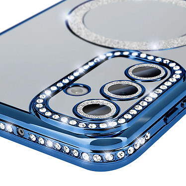 Avis Avizar Coque Diamant pour Samsung Galaxy A15 MagSafe Contour Strass Bleu Clair