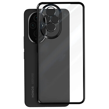 Avis Avizar Coque pour Honor 200 Dos Transparent Contour effet Chromé Noir