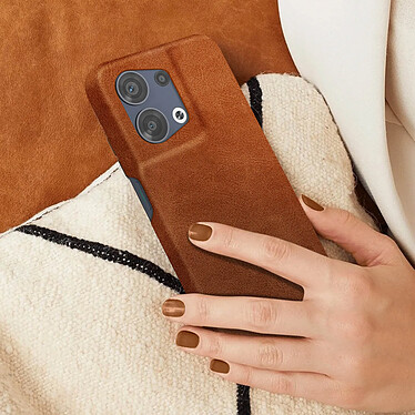 Avizar Coque pour Oppo Reno 8 5G Simili Cuir Texturé Intérieur Rigide Ultra-Fine  Marron pas cher