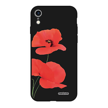 Evetane Coque iPhone Xr Silicone Liquide Douce noir Coquelicot