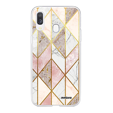 Evetane Coque Samsung Galaxy A40 360 intégrale transparente Motif Marbre Rose Losange Tendance